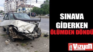 Sınava giderken ölümden döndü